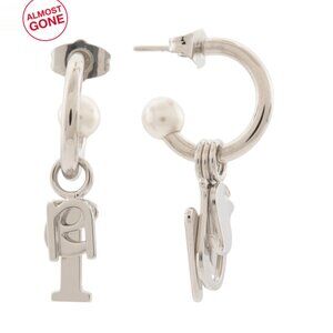 SUNNEI Silver Made In Italy Logo Pearl Earrings